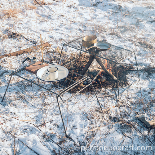 BBQ Outdoor camping wielofunkcyjny statyw z kutego żelaza składany uchwyt do przechowywania konsoli kempingowej